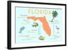 Florida - Typography and Icons-Lantern Press-Framed Art Print