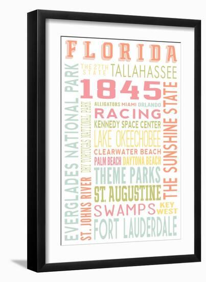 Florida - Typography-Lantern Press-Framed Art Print