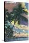 Florida - View of a Palm During Sunset-Lantern Press-Stretched Canvas