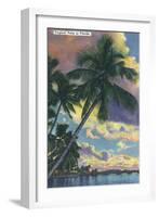 Florida - View of a Palm During Sunset-Lantern Press-Framed Art Print
