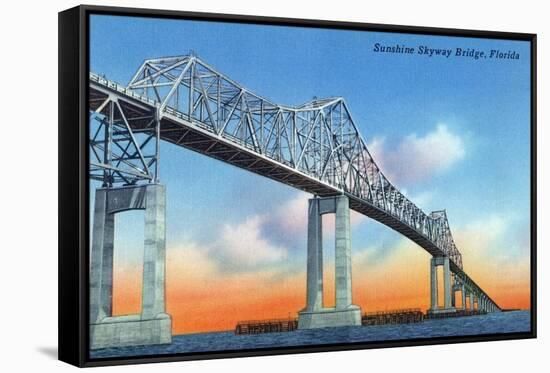 Florida - View of Sunshine Skyway Bridge-Lantern Press-Framed Stretched Canvas