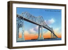 Florida - View of Sunshine Skyway Bridge-Lantern Press-Framed Art Print