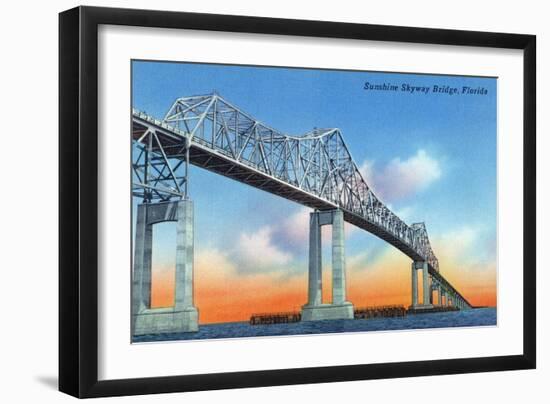 Florida - View of Sunshine Skyway Bridge-Lantern Press-Framed Art Print