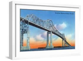 Florida - View of Sunshine Skyway Bridge-Lantern Press-Framed Art Print