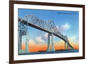 Florida - View of Sunshine Skyway Bridge-Lantern Press-Framed Premium Giclee Print