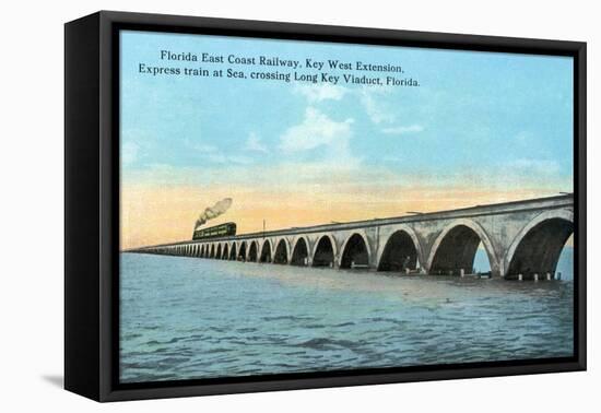 Florida - View of the Key West Extention of the FL East Coast Railroad-Lantern Press-Framed Stretched Canvas