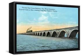 Florida - View of the Key West Extention of the FL East Coast Railroad-Lantern Press-Framed Stretched Canvas
