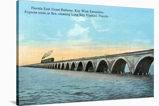 Florida - View of the Key West Extention of the FL East Coast Railroad-Lantern Press-Stretched Canvas