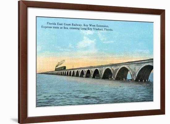 Florida - View of the Key West Extention of the FL East Coast Railroad-Lantern Press-Framed Premium Giclee Print