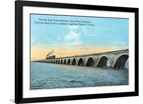 Florida - View of the Key West Extention of the FL East Coast Railroad-Lantern Press-Framed Premium Giclee Print