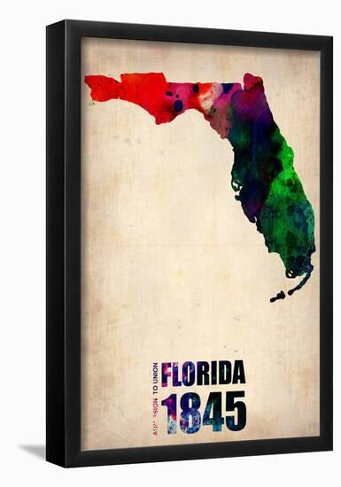 Florida Watercolor Map-NaxArt-Framed Poster