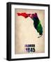 Florida Watercolor Map-NaxArt-Framed Art Print