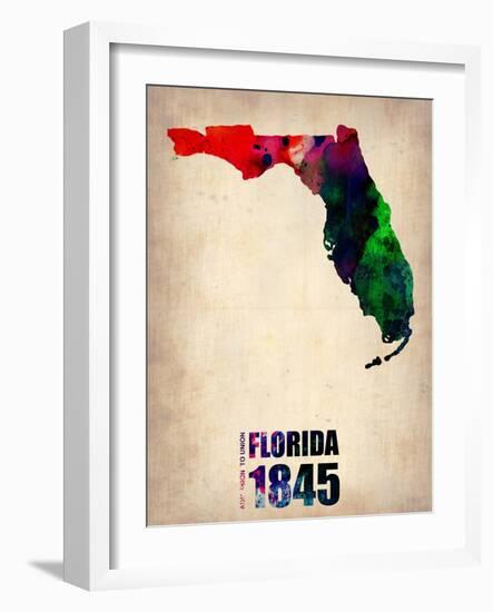 Florida Watercolor Map-NaxArt-Framed Art Print