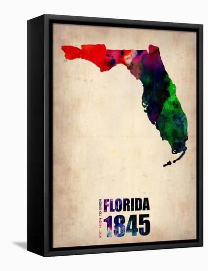 Florida Watercolor Map-NaxArt-Framed Stretched Canvas