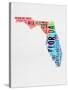 Florida Watercolor Word Cloud-NaxArt-Stretched Canvas