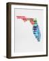 Florida Watercolor Word Cloud-NaxArt-Framed Art Print