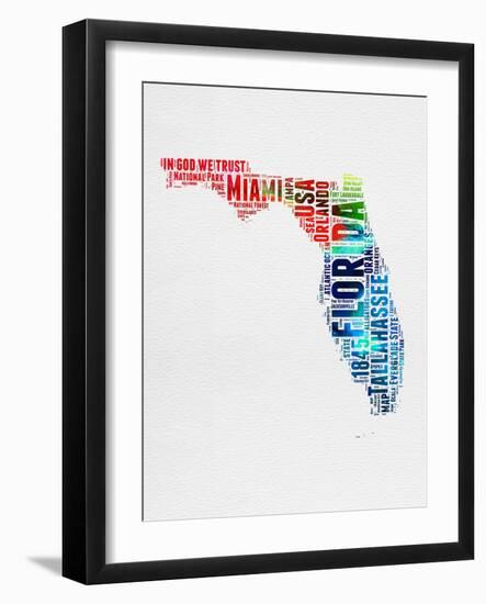 Florida Watercolor Word Cloud-NaxArt-Framed Art Print