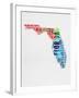 Florida Watercolor Word Cloud-NaxArt-Framed Art Print