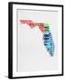 Florida Watercolor Word Cloud-NaxArt-Framed Art Print