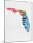 Florida Watercolor Word Cloud-NaxArt-Mounted Art Print