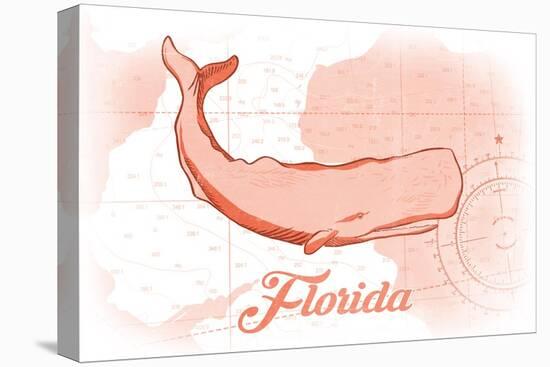 Florida - Whale - Coral - Coastal Icon-Lantern Press-Stretched Canvas