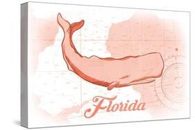 Florida - Whale - Coral - Coastal Icon-Lantern Press-Stretched Canvas