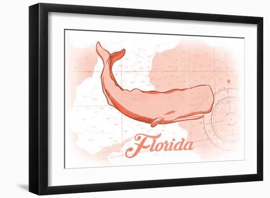 Florida - Whale - Coral - Coastal Icon-Lantern Press-Framed Art Print