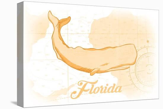 Florida - Whale - Yellow - Coastal Icon-Lantern Press-Stretched Canvas