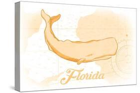 Florida - Whale - Yellow - Coastal Icon-Lantern Press-Stretched Canvas