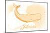 Florida - Whale - Yellow - Coastal Icon-Lantern Press-Mounted Art Print