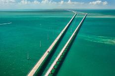 Aerial View Looking West along the Seven Mile Bridge of Us1 to the Florida Keys-FloridaStock-Stretched Canvas