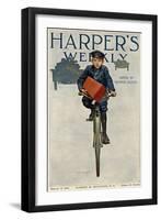 Florist's Delivery Boy on a Bicycle, Harper's Weekly Cover for March 11, 1911-null-Framed Giclee Print