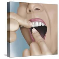 Flossing Between Front Teeth-null-Stretched Canvas