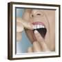 Flossing Between Front Teeth-null-Framed Art Print