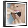 Flossing Between Front Teeth-null-Framed Art Print