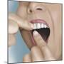 Flossing Between Front Teeth-null-Mounted Art Print