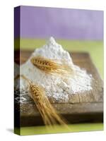 Flour and Wheat on Cutting Board-Leigh Beisch-Stretched Canvas