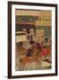 Flourishing Nihonbashi Section of Tokyo, (Tokyo Nihonbashi Han Ei No Z) Triptych-Utagawa Yoshitora-Framed Giclee Print