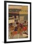 Flourishing Nihonbashi Section of Tokyo, (Tokyo Nihonbashi Han Ei No Z) Triptych-Utagawa Yoshitora-Framed Giclee Print