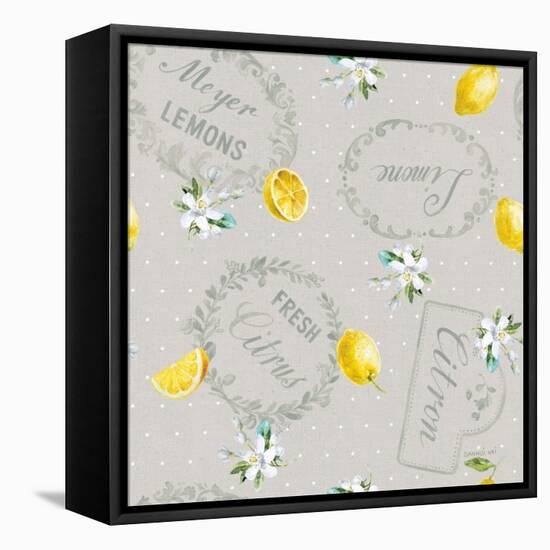 Floursack Lemon Pattern V-Danhui Nai-Framed Stretched Canvas