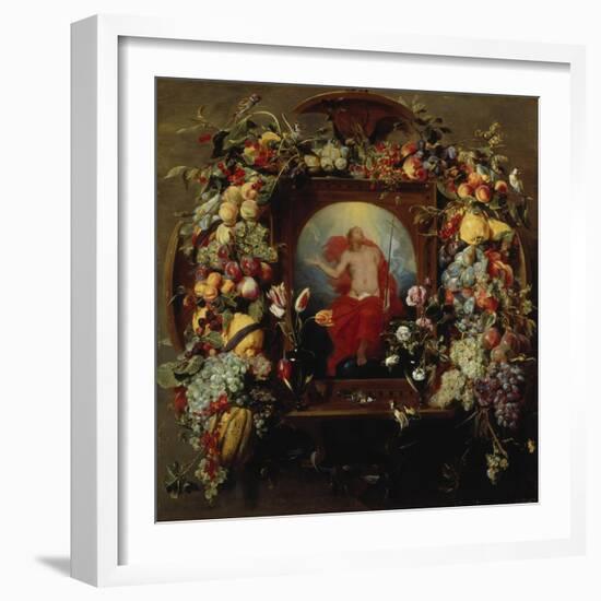 Flower and Fruit Garlands and the Ascension, 1630-40-Frans Snyders-Framed Giclee Print