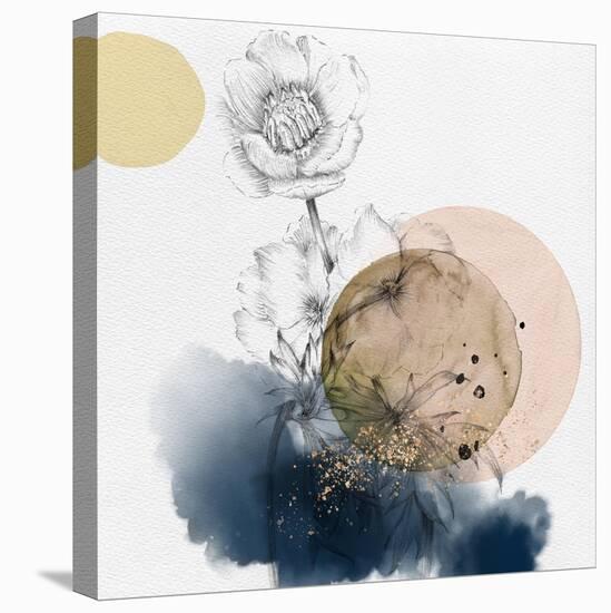 Flower and Watercolor Circles-Bay Solace-Stretched Canvas