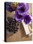 Flower, Anemone, Blossom, Grapes, Newspaper-Nikky Maier-Stretched Canvas