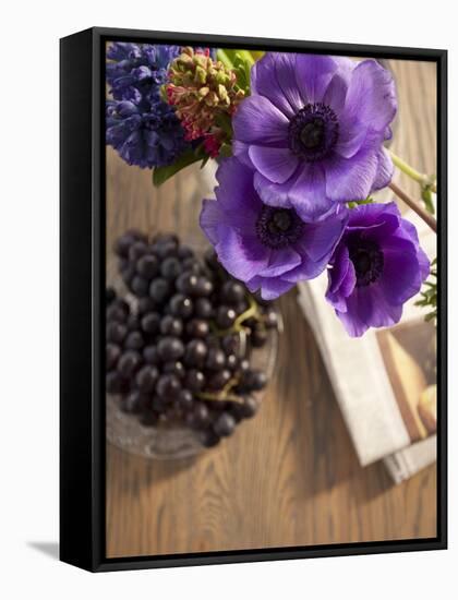 Flower, Anemone, Blossom, Grapes, Newspaper-Nikky Maier-Framed Stretched Canvas