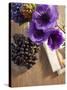 Flower, Anemone, Blossom, Grapes, Newspaper-Nikky Maier-Stretched Canvas