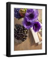 Flower, Anemone, Blossom, Grapes, Newspaper-Nikky Maier-Framed Photographic Print