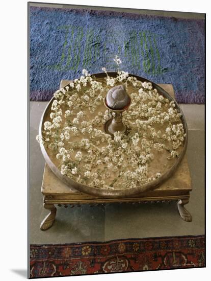 Flower Arrangement in Traditional Brass Thali, in a Residence, Ahmedabad, Gujarat State, India-John Henry Claude Wilson-Mounted Photographic Print