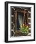 Flower Basket Outside Window of Log Cabin, Fort Boonesborough, Kentucky, USA-Dennis Flaherty-Framed Photographic Print