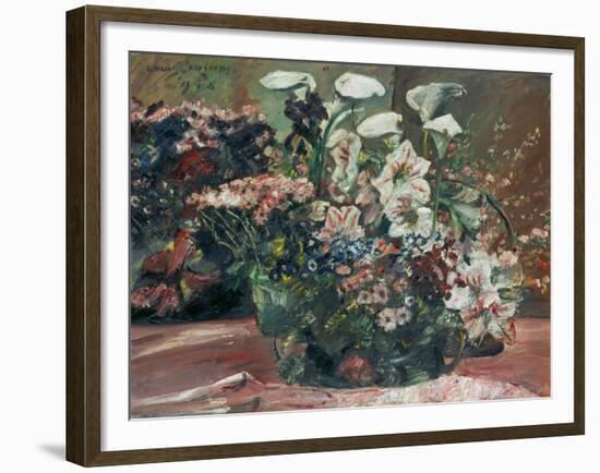 Flower Basket with Amaryllis and Callas, 1918-Lovis Corinth-Framed Giclee Print