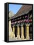 Flower Bedecked Medieval Les Halle, Bastide Town of Domme, One of Les Plus Beaux Villages De France-Peter Richardson-Framed Stretched Canvas